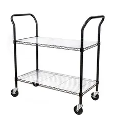 Lorell LLR 45655 Light Duty Mobile Cart - Dual Handle - 4 Casters - 18