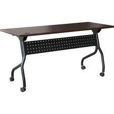 Lorell LLR 59518 Mahogany Flip Top Training Table - Rectangle Top - Fo