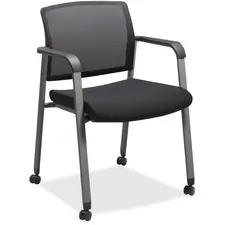 Lorell LLR 30953 Mesh Back Guest Chairs With Casters - Black Fabric Se