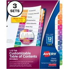 Avery AVE 11073 Averyreg; Customizable Table Of Contents Dividers, Rea