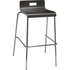 Lorell LLR 99588 Bentwood Low Back Cafe Stool - Tubular Steel Frame - 