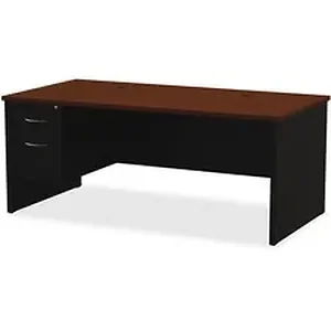 LLR 79149 | Lorell Walnut Laminate Commercial Steel Desk