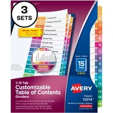 Avery AVE 11074 Averyreg; Customizable Table Of Contents Dividers, Rea