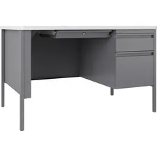 Lorell LLR 66940 Fortress Whiteplatinum Steel Teachers Desk - 48 X 30 