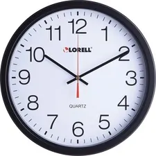 Lorell LLR 61008 12-12 Slimline Wall Clock - Analog - Quartz - Black -