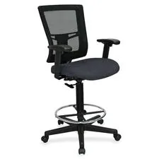 Lorell LLR 4310046 Mesh Back Drafting Stool - Fuse Azurean Seat - Blac