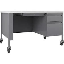 Lorell LLR 66944 Fortress Whiteplatinum Steel Teachers Desk - 48 X 30 