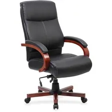 Lorell LLR 69531 Executive Chair - Black Leather Seat - Black Leather 