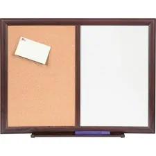 Lorell LLR 84270 Dry-erase Mahogany Frame Cork Combo Boards - 24 (2 Ft