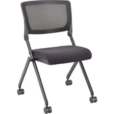 Lorell LLR 41846 Mesh Back Nesting Chair - Black Fabric Seat - Metal F