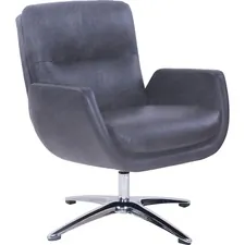 Lorell LLR 49874 Distressed Soft Touch Lounge Chair - Black Polyuretha