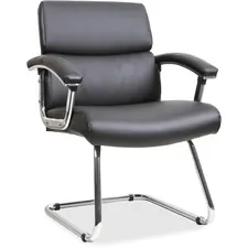 Lorell LLR 20019 Sled Base Leather Guest Chair - Black Bonded Leather 