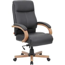 Lorell LLR 69533 Executive Chair - Black Leather Seat - Black Leather 