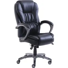 Lorell LLR 50092 Active Massage Leather High-back Chair - Black Bonded