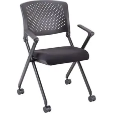 Lorell LLR 41847 Plastic Armsback Nesting Chair - Black Fabric Seat - 