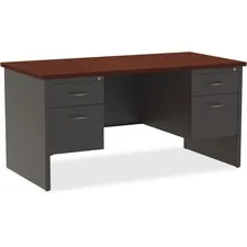 Lorell LLR 79142 Mahogany Laminatecharcoal Modular Desk Series Pedesta