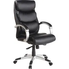 Lorell LLR 60620 Executive Bonded Leather High-back Chair - Black Seat