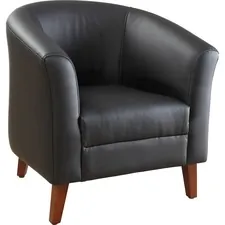 Lorell LLR 82098 Leather Club Chair - Four-legged Base - Black - Bonde