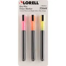 Lorell LLR 55644 Drywet Erase Marker - Assorted - 3  Pack