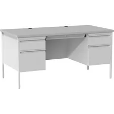 Lorell LLR 60935 Grey Double Pedestal Steellaminate Desk - 30 Height X