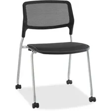 Lorell LLR 84572 Stackable Guest Chairs - Black Seat - Black Back - Po