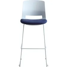 Lorell LLR 42952 Arctic Series Bar Stool - Blue Fabric, Foam Seat - Wh