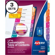 Avery AVE 11071 Averyreg; Customizable Table Of Contents Dividers, Rea