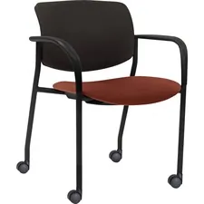 Lorell LLR 83115A203 Stack Chairs With Plastic Back  Fabric Seat - Ora