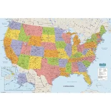 House HOD 721 Laminated United States Map - 38 Width X 25 Height - Mul