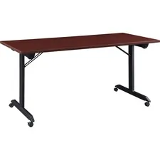 Lorell LLR 60735 Mobile Folding Training Table - Rectangle Top - Powde