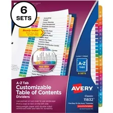 Avery AVE 11832 Averyreg; A-z Customizable Multicolor Toc Dividers - 1