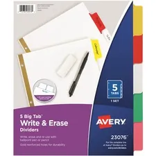 Avery AVE 23076 Averyreg; Big Tab Write  Erase Dividers - 5 X Divider(