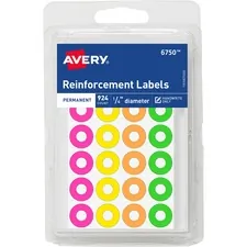 Avery AVE 06750 Averyreg; Neon Round Ring Labels - 0.3 Diameter - Mult