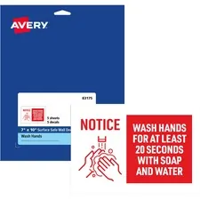 Avery AVE 83175 Averyreg; Surface Safe Notice Wash Hands Wall Decals -