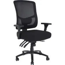 Lorell LLR 40210 Big  Tall Mesh Back Chair - Fabric Seat - Black - Arm