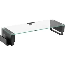 Lorell LLR 99532 Single Shelf Usb Glass Monitor Stand - 44 Lb Load Cap