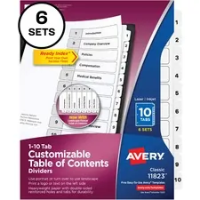 Avery AVE 11823 Averyreg; Ready Index 10-tab Custom Toc Dividers - 60 