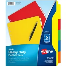 Avery AVE 23080 Averyreg; Plastic Tab Dividers W White Labels - 5 X Di