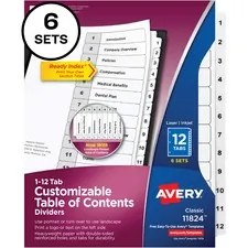 Avery AVE 11824 Averyreg; Ready Index 12-tab Custom Toc Dividers - 72 