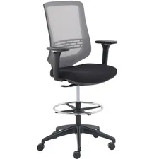 Lorell LLR 21571 Swap Sit-to-stand Chair - Black Fabric Seat - Nylon F