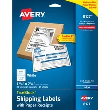 Avery AVE 08127 Averyreg; Trueblock Paper Receipt Shipping Labels - 5 