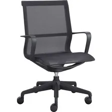 Lorell LLR 40209 Executive Mesh Mid-back Chair - Black Nylon Seat - Bl