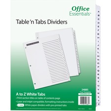 Avery AVE 24885 Averyreg; Table 'n Tabs White Tab A-z Dividers - 78 X 