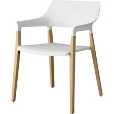 Lorell LLR 42960 Wood Legs Stack Chairs - Plastic Seat - Plastic Back 