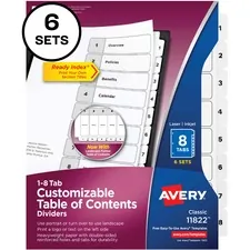 Avery AVE 11822 Averyreg; 8-tab Custom Table Of Contents Dividers - 48