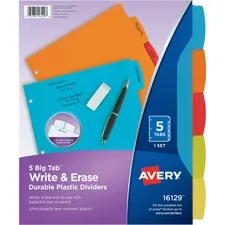 Avery AVE 16129 Averyreg; Big Tab Write  Erase Durable Plastic Divider