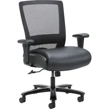 Lorell LLR 03207 Heavy-duty Mesh Task Chair - Black Leather, Polyureth