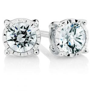 Joyswag E964 14 Ct. T.w. Round Diamond Four Prong Solitaire Stud Sterl