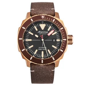 Brav AL525LBBR4V4 Alpina Men's  'seastrong Diver' Black Dial Brown Lea