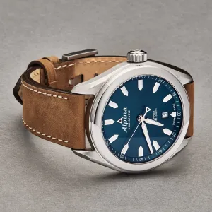 Brav AL240NS4E6 Alpina Men's  'alpiner' Blue Dial Brown Leather Strap 